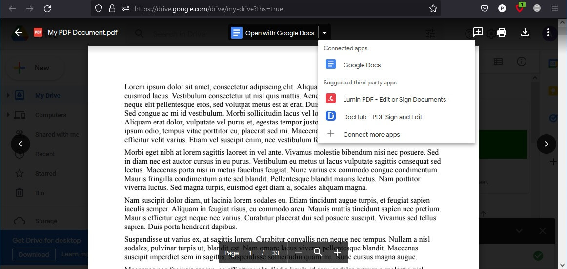 Come trasformare un PDF in Word con Google Docs Passo 1