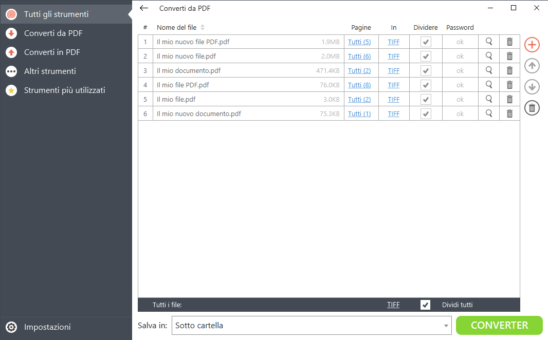 Convertire più PDF in Tiff su Windows