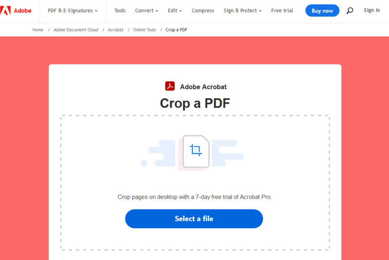Crop a PDF online tool by Adobe