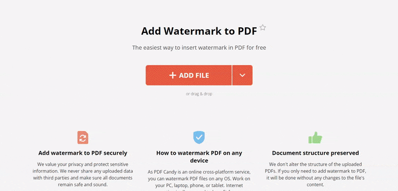 Insert a watermark in PDF online