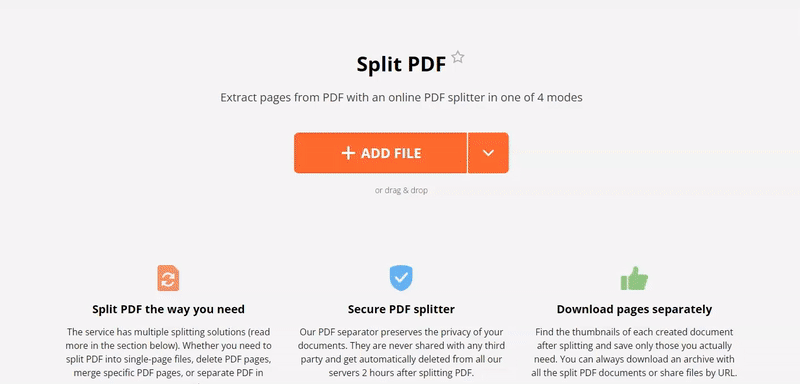 Passos mostrando como extrair páginas de PDF
