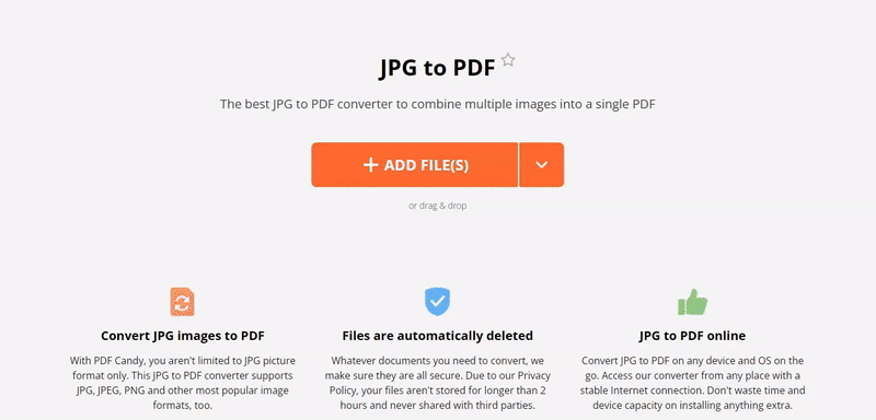 How to use online JPG to PDF converter by PDF Candy