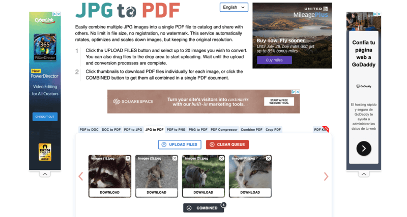 Free JPG to PDF converter