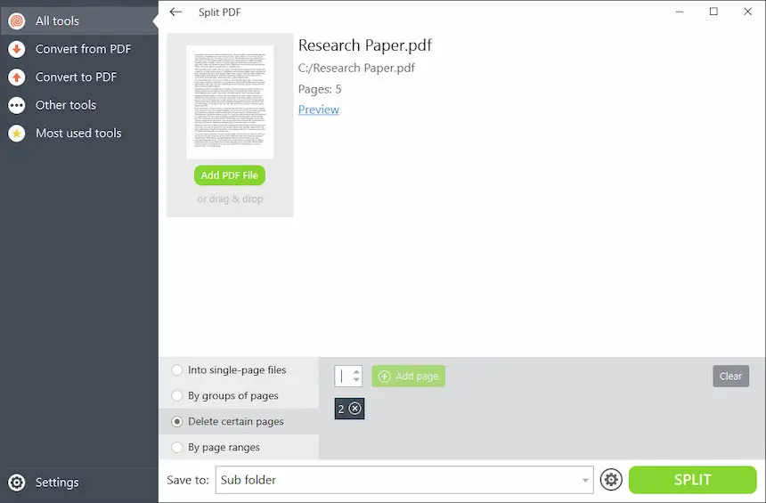 Come rimuovere le pagine da un PDF con un software
