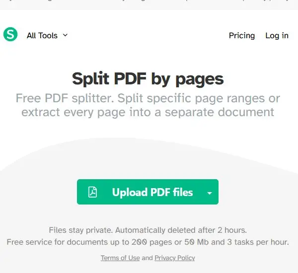 Sejda PDF splitter