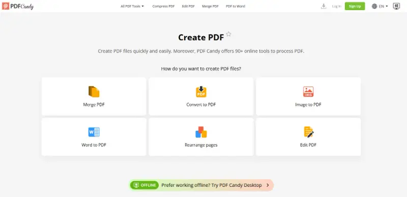 Create PDF with accessibility using PDF Candy website