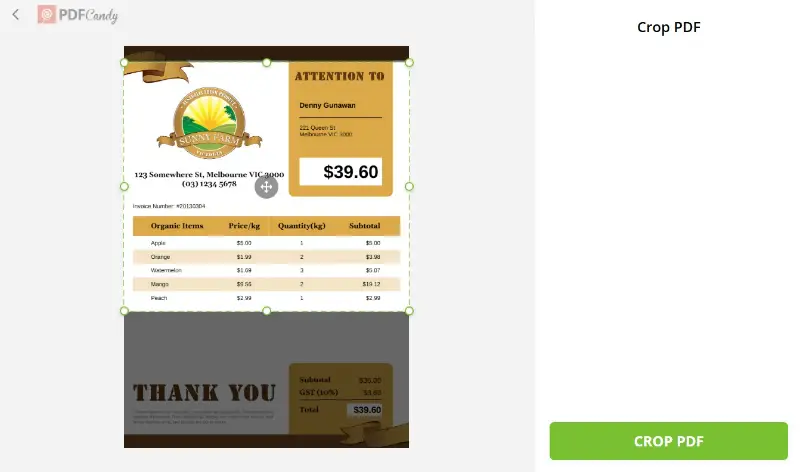 How do I crop a PDF on Mac online with PDF Candy website