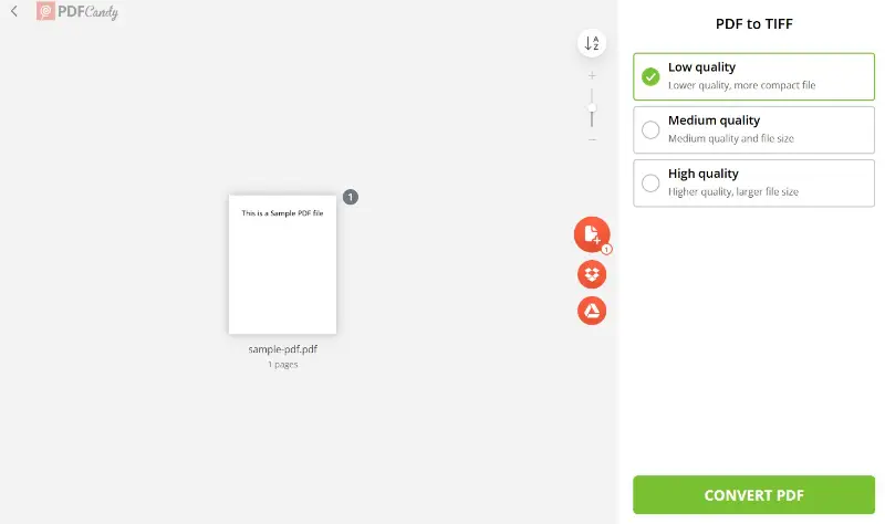 How to convert PDF to TIFF online with PDF Candy