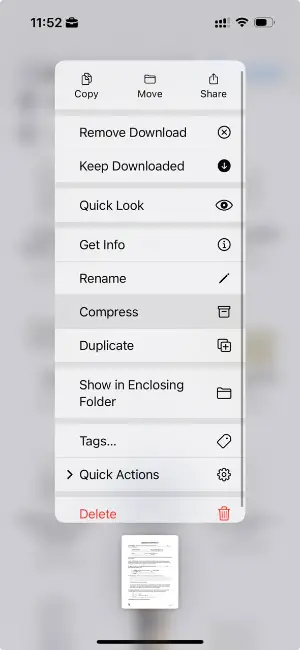 How to make a PDF file smaller on iOS with Files app