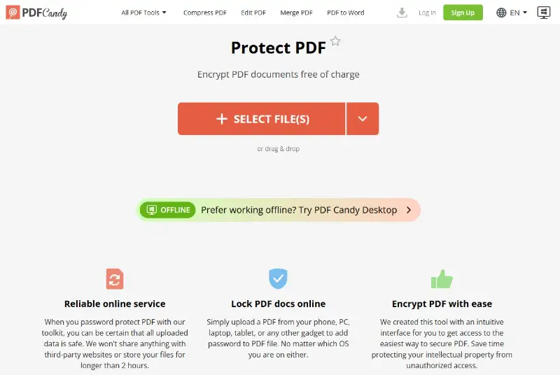 Password-protect PDF online