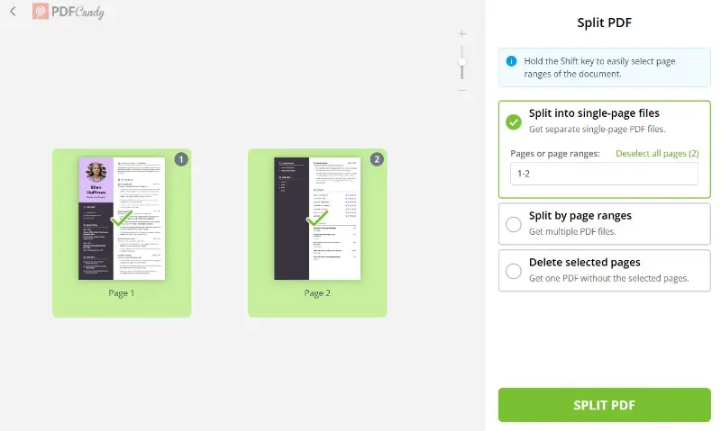 How to separate PDF pages online using PDF Candy website