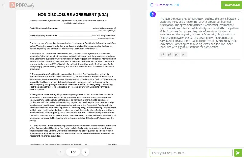 Using PDF summarizer with AI on PDF Candy website for HR process automation