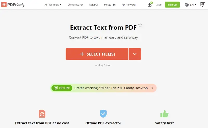 Online PDF data extraction
