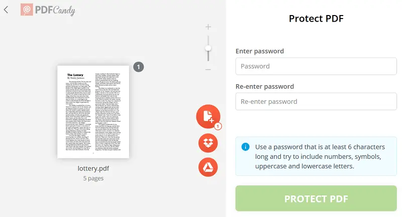 How to send a PDF document with password