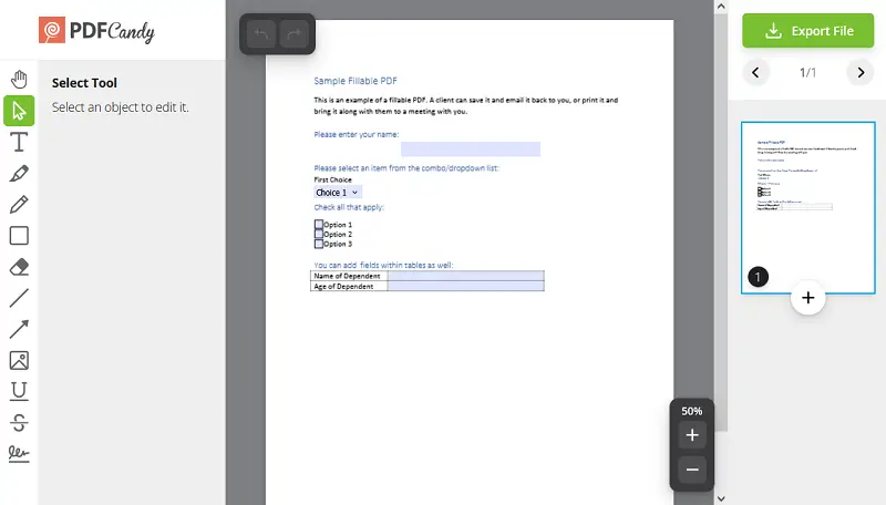 Interactive PDF example Interactive PDF example