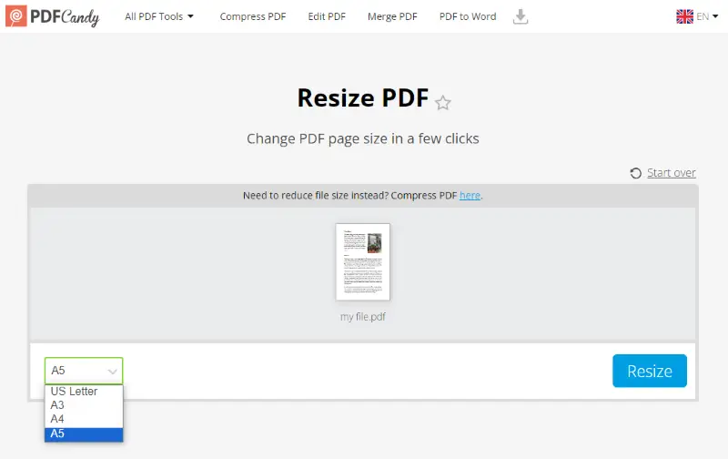 Resize PDF