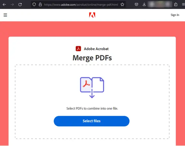 Adobe Merge PDF tool