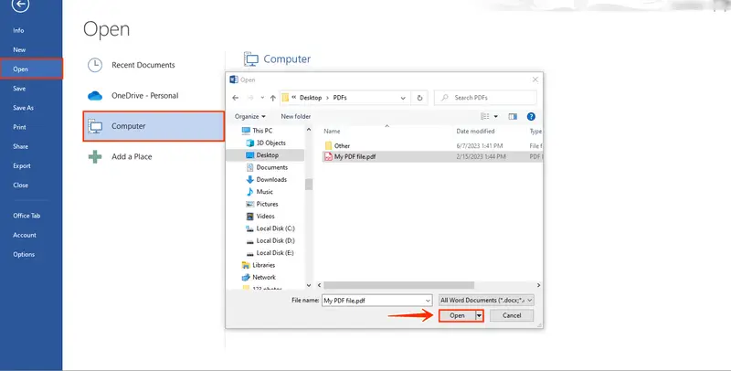 How to convert PDF to Google Doc with Microsoft Word