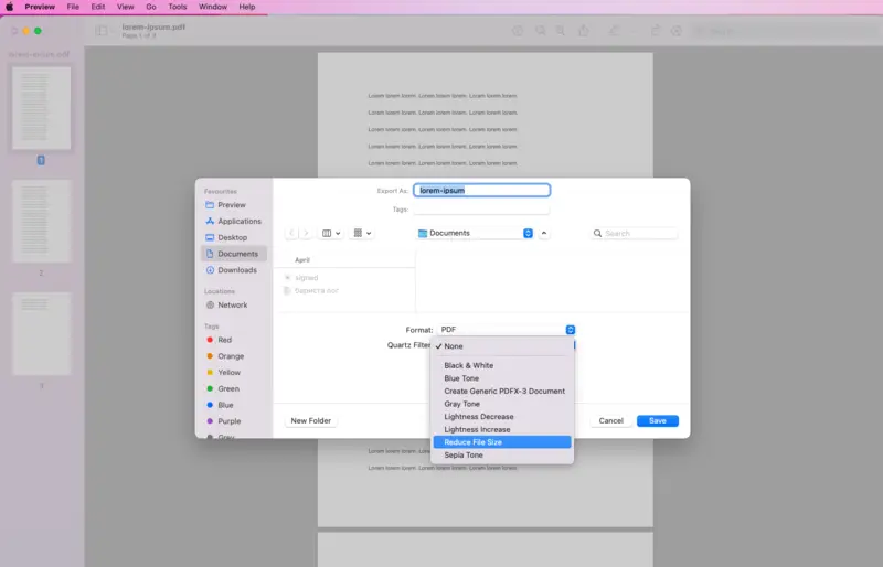 So reduzieren Sie PDF-Dateigröße auf dem Mac mit der Vorschau