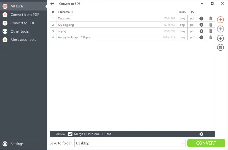 Merge PNG to PDF on Windows