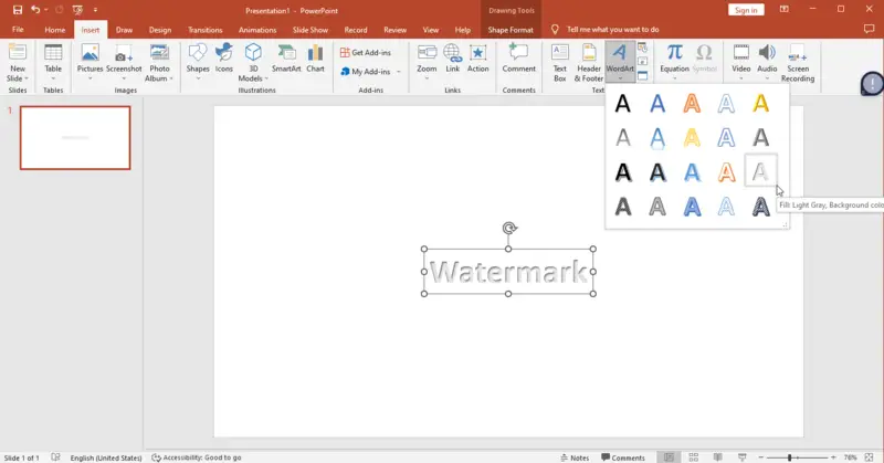 How to Add a Watermark in PowerPoint WordArt