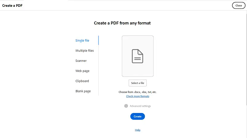 Adobe Acrobat interface