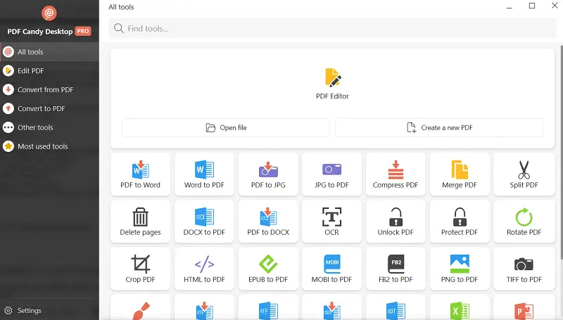 PDF Candy Desktop interface