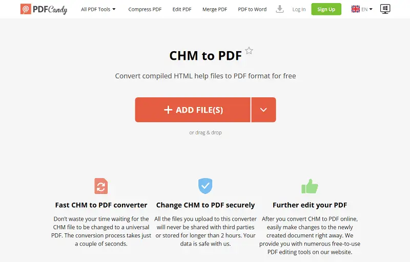 How to convert CHM to PDF online with PDF Candy