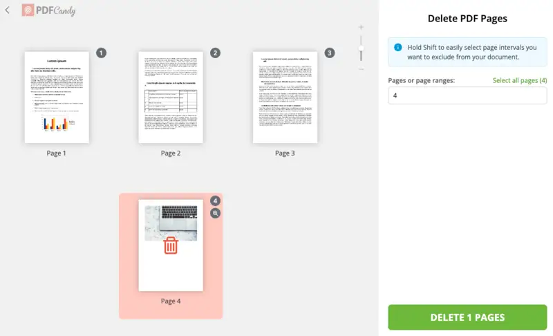 Compress PDF by removing extra pages