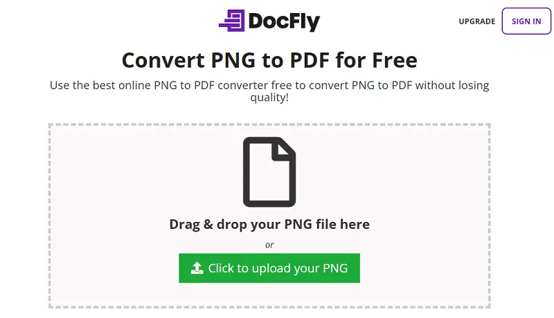 DocFly uploading window of PNG to PDF converter