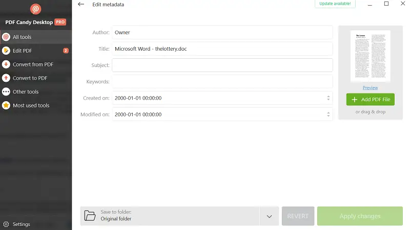 Metadata PDF fields