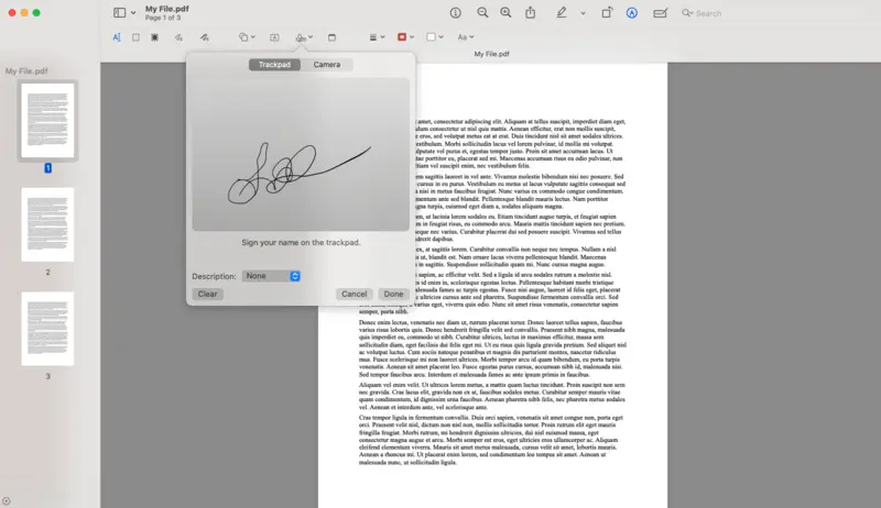 How to sign a PDF file on macOS