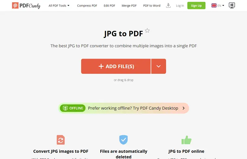 How to use online JPG to PDF converter by PDF Candy
