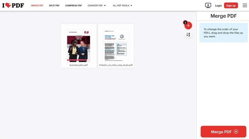 iLovePDF document preview