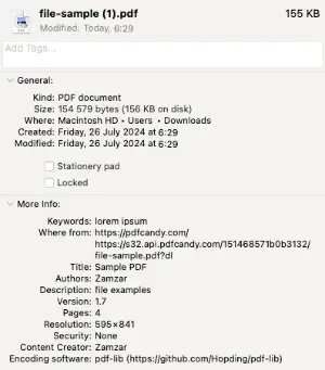 View PDF metadata on macOS