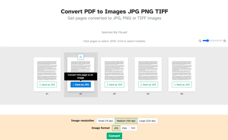 Convert PDF to JPG image with Sejda