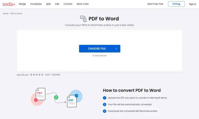 Convert PDF to Word for free with Soda PDF