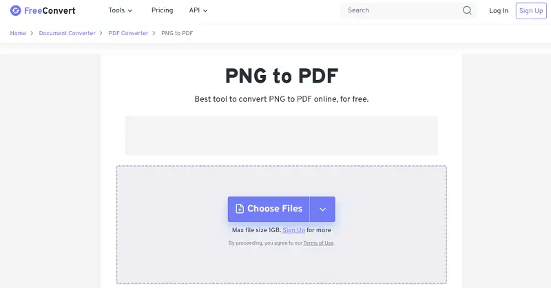 FreeConvert webpage