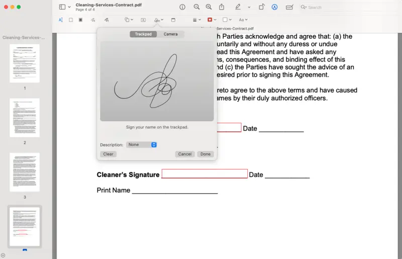 Add a signature to PDF on Mac