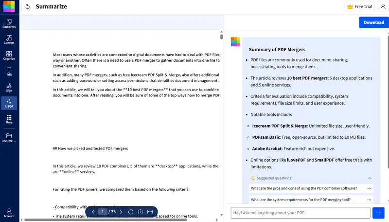 Example of how to summarize a PDF document online Example of how to summarize a PDF document online