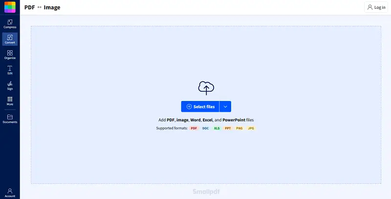 Change PNG to PDF in SmallPDF online service