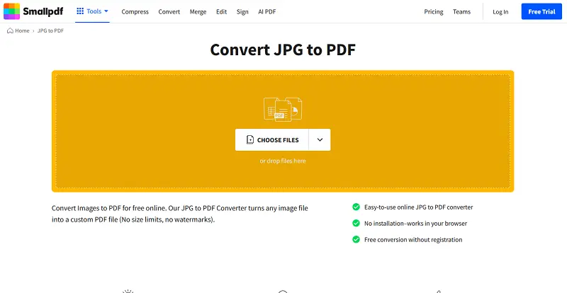 SmallPDF interface