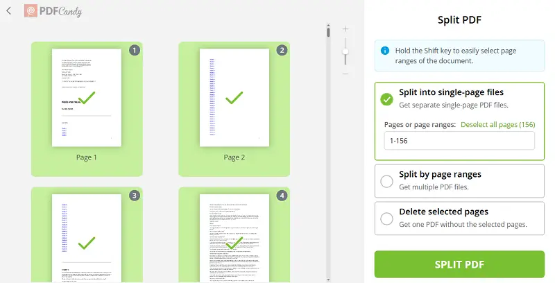 How to split a PDF on Mac online with PDF Candy website