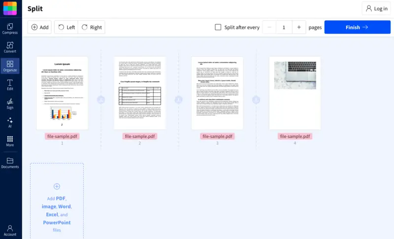 Separate PDF into pages with Small PDF