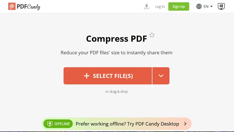 Online PDF compression tool