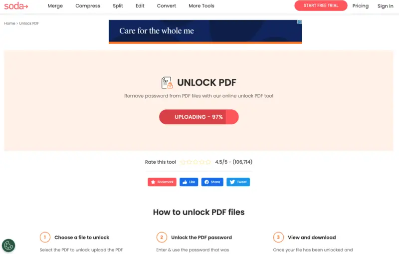 How to decrypt a PDF with SodaPDF